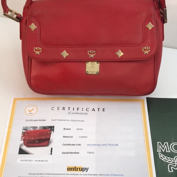 MCM (MICHEAL CORMER MILAN) AUTHENTIC RED LEATHER BAG - Picture 3 of 14
